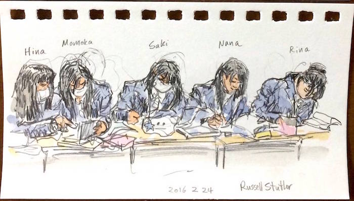 girls studying