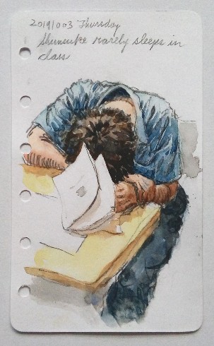 sleeping student sketch