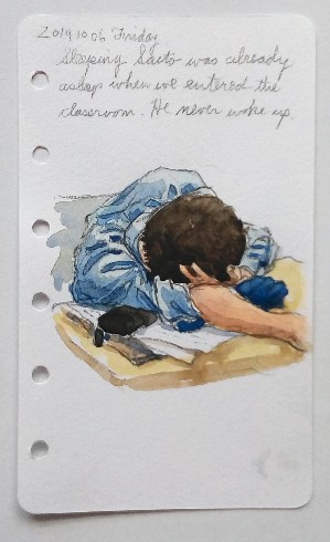 sleeping student sketch