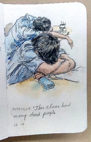 sleeping student sketch