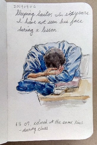 sleeping student sketch