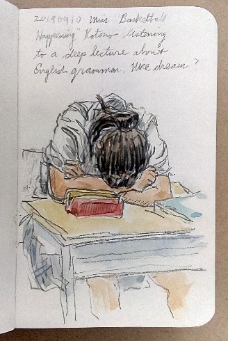 sleeping student sketch