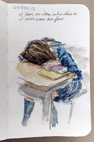 sleeping student sketch