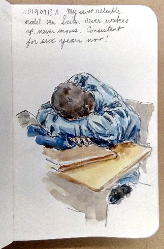 sleeping student sketch