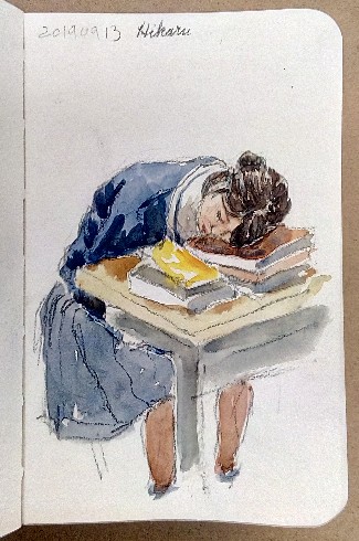 sleeping student sketch