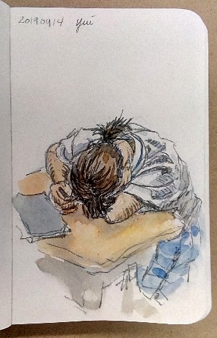 sleeping student sketch