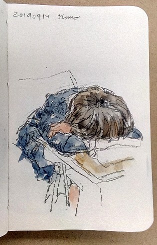 sleeping student sketch