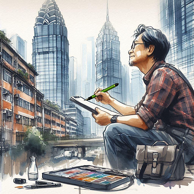 sketcher with Fude DE Mannen ふでDEまんねん